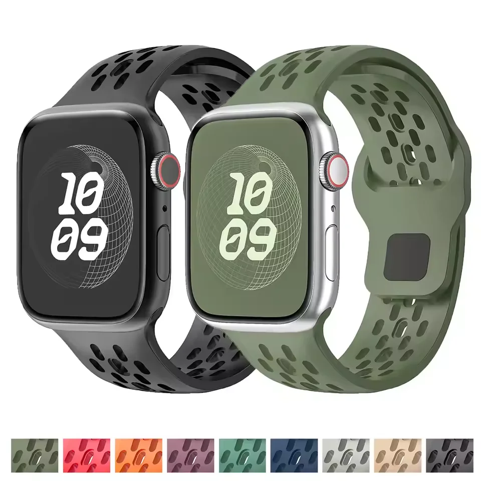 Silicone band For Apple watch Strap 45mm 41mm 44mm 49mm 40mm 38 42mm 46mm bracelet correa iwatch Series 10 9 8 7 6 5 3 SE Ultra