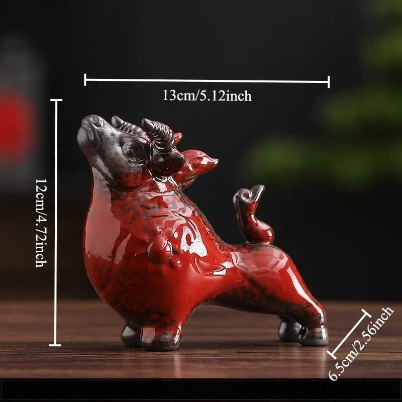 Fortune Bovine Ceramic Sculpture Living Room Prosperity Emblem Office Decor Accent Piece Creative Animal Figurine Unique Present