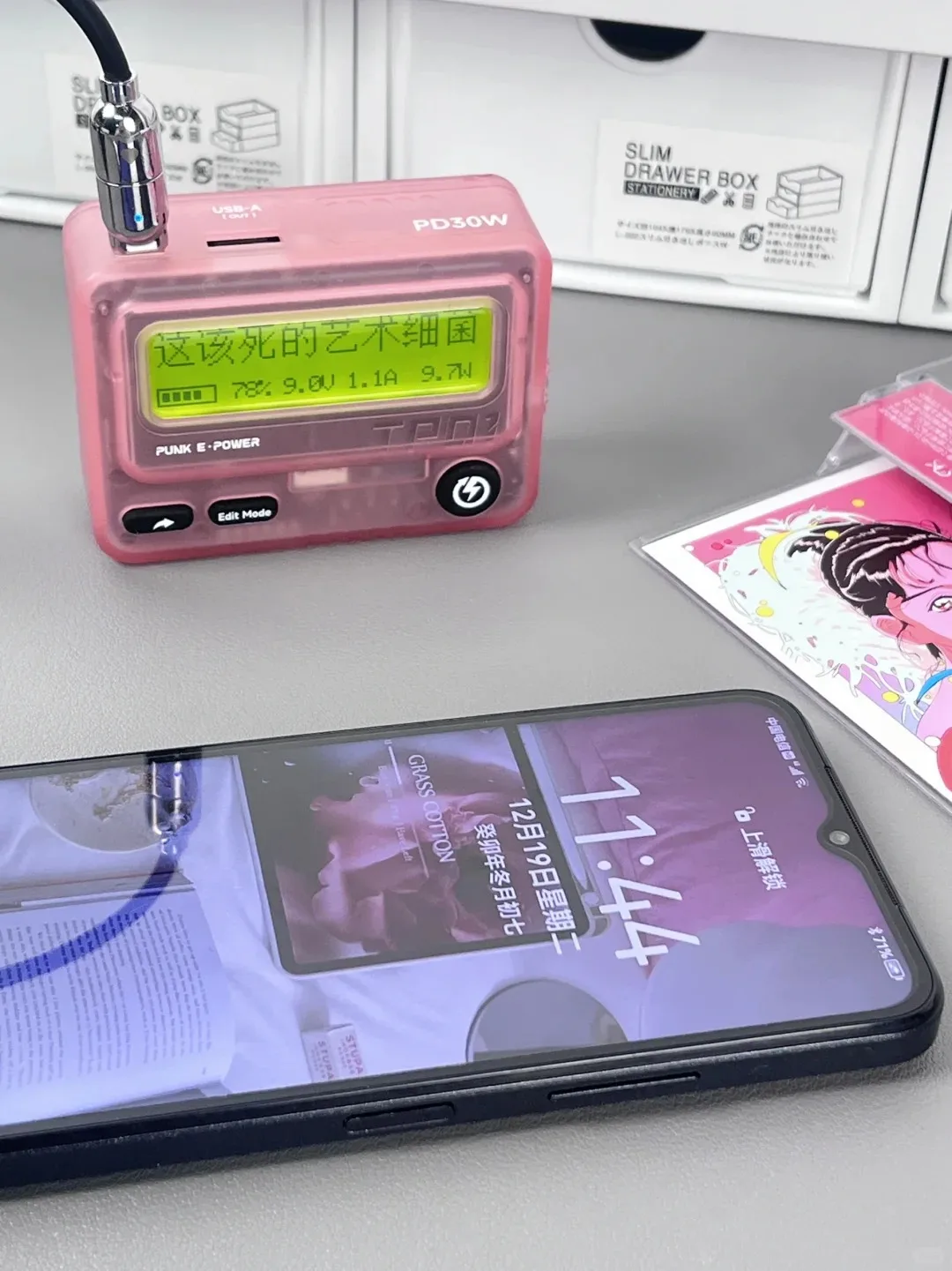 TROZK BB Beeper Mobile Power Bank Starlight สีชมพูโปร่งใส 10000 mAh Retro BP ออกแบบเครื่อง PD30W Fast CHARGING Power Supply