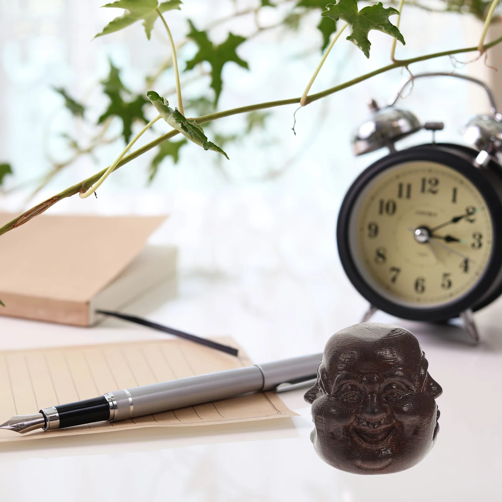 

Wooden Buddha Head Statue Ornament Delicate Handicraft Exquisite Appearance Home Office Car Decor Long Lasting