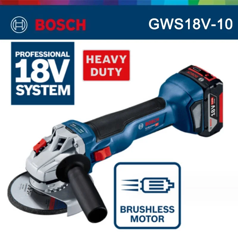 BOSCH GWS18V-10 Rechargeable Brushless Angle Grinder Portable Cutting Machine Polisher 18V Brushless New Power Tool Bare Metal