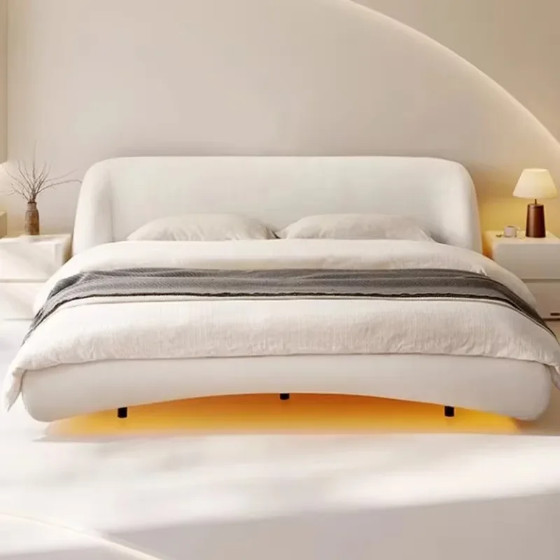 Postmodern Aesthetic Double Bed Simple Beach Master Sleeping Design Double Bed Queen Nordic Japanese Beliche Unique Furniture