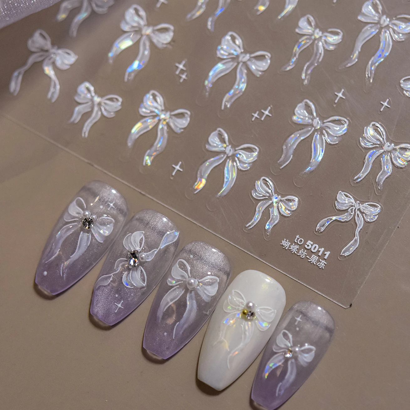 

Нежный желейный шикарный бант, шелковая лента, узел, звезда, блестящая мечтательная самоклеящаяся наклейка для украшения ногтей, нарядные наклейки для маникюра