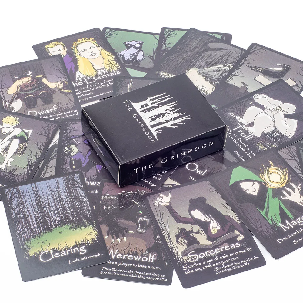 Englische Version Das Grimwood-Brettspiel, 72 Stück, Standard-Poker, 8,8 x 6,3 cm, leicht strategische Karten für Familienfeiern – Detail 10