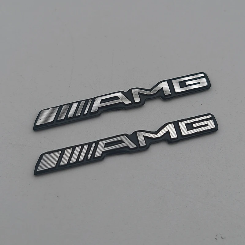 2pcs Aluminium Logo AMG Emblem Decal Car Steering Wheel Sticker Sound Speaker Label For Mercedes Benz AMG Decorative Accessories