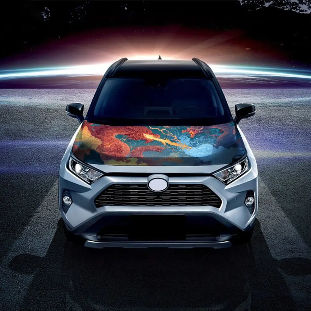 ملصق غطاء محرك السيارة الأسطوري Dragon Clash، ملصق فني تلقائي، ديكور شخصي خارجي للسيارة، هدية لمحبي السيارات، فريد من نوعه #3