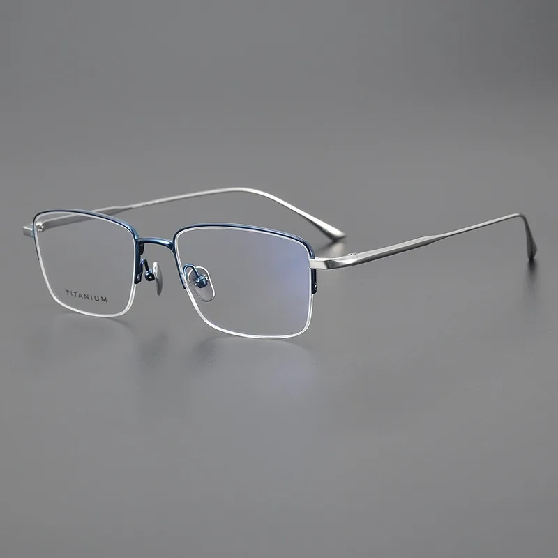 

Легкие японские ретро квадратные титановые оправы для очков по рецепту, женские очки для близорукости с защитой от синего света для мужчин, полуоправа