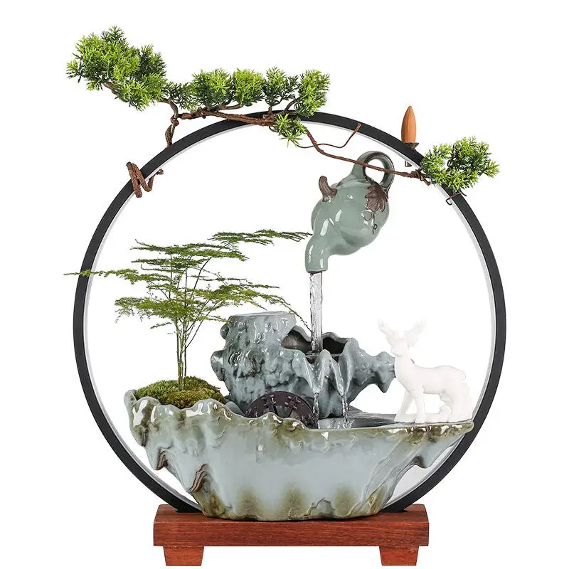 Household Creative Home Decor Feng Shui Ornament Indoor Decoration Floauting Pot Water Fountain for Luck