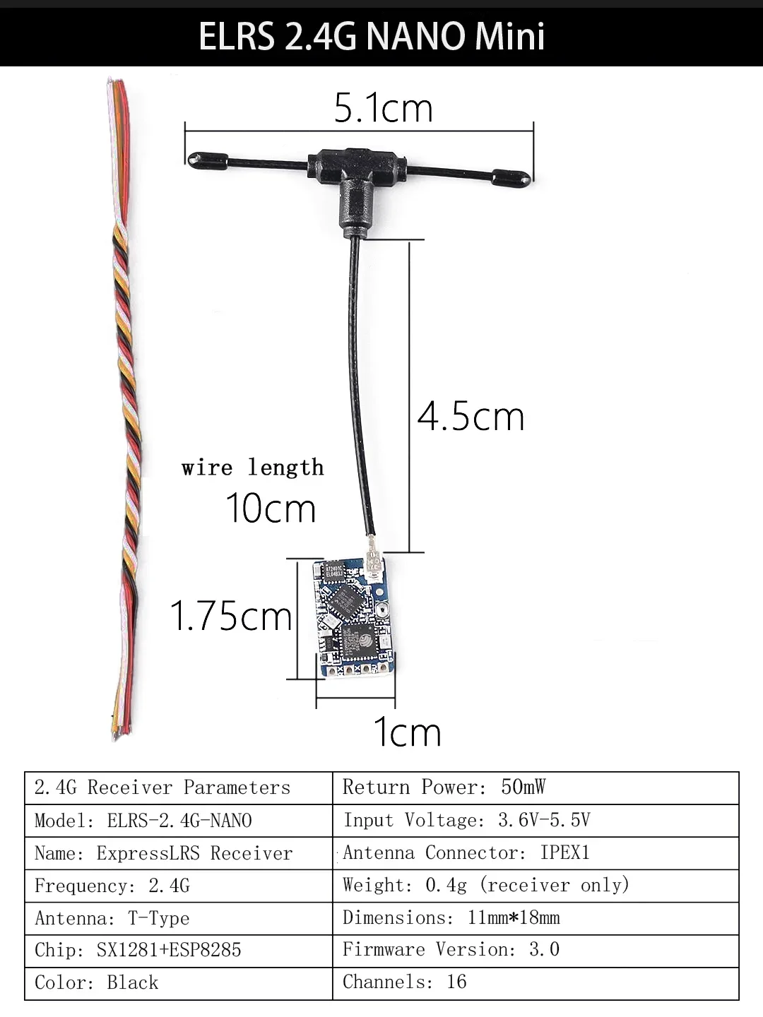 BAYCK ELRS 915MHz NANO Empfänger T-Typ Antenne WiFi OTA FPV Langstrecken-Renndrohne Quadcopter Zubehörteile – Detail 4