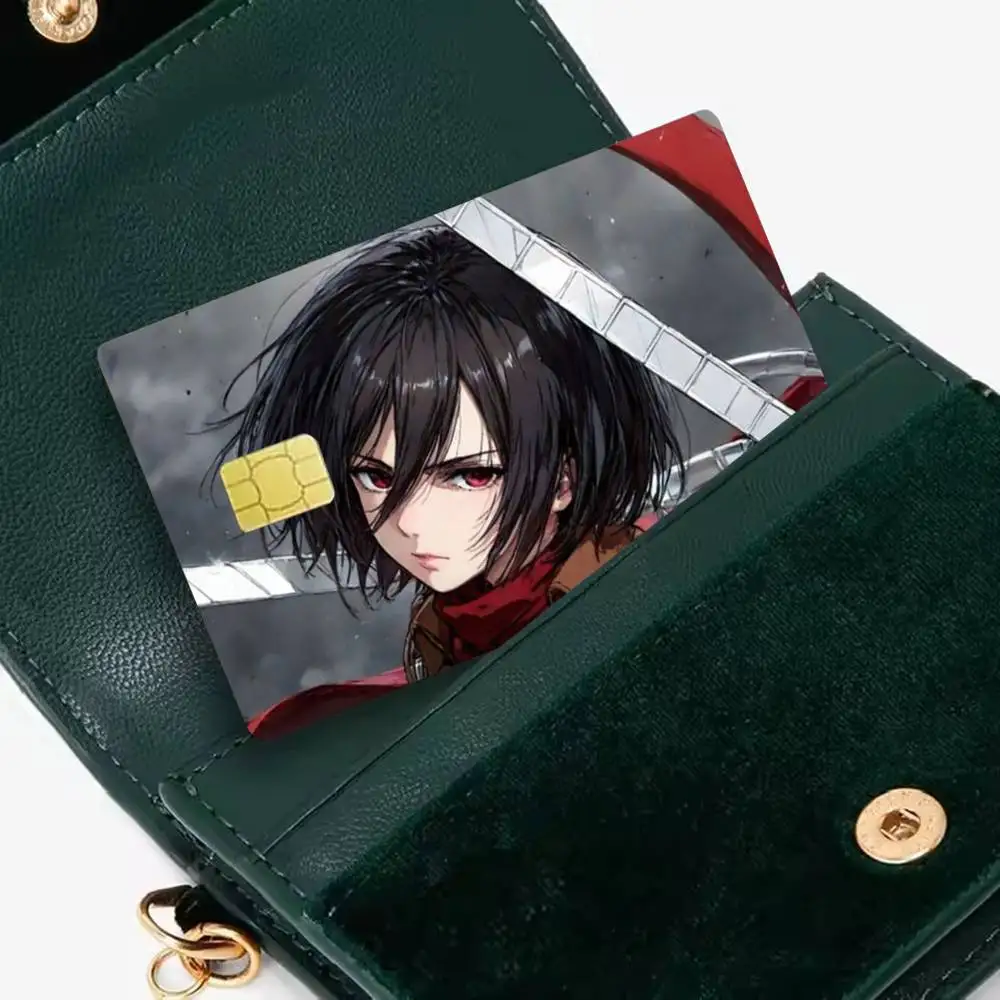 Mikasa Ackerman A-Attack on Titan 4pcs 1Set Card Stickers Small Waterproof Chip 4PCS Card Sticker Anti-Scratch