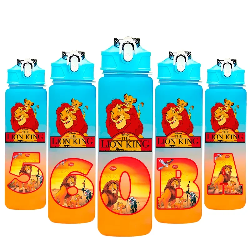 750 مللي الأسد الملك سعة كبيرة التدرج اللون كوب ماء سيمبا أنيمي الكرتون كوب ماء Mufasa هدية طالب القش زجاجة ماء
