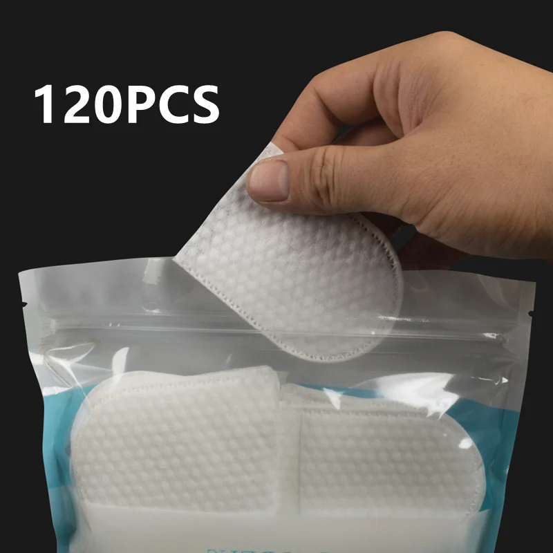 120 個 U 字型メイク落としコットンパッド使い捨てハンドインサートフェイスタオルシールクリーニングツールウェットコットンパッドトラベルメイクアップ
