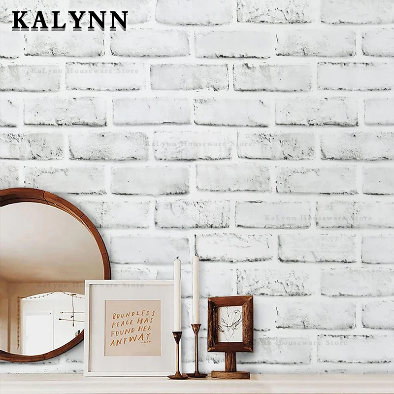 Brick Wallpaper Peel and Stick Self-Adhesive Wall Paper Grey Brick Contact Pape for Bedroom Living Room Decoration DIY Stickers