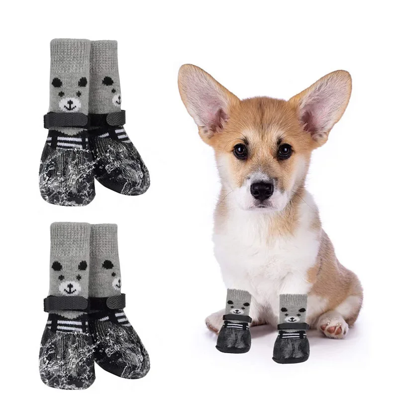 Dog Shoes Cat Boots Winter Warm Socks Waterproof Dog Shoes Rain Snow Pet Booties Anti-Slip Small Puppy Perros Sock Shoes