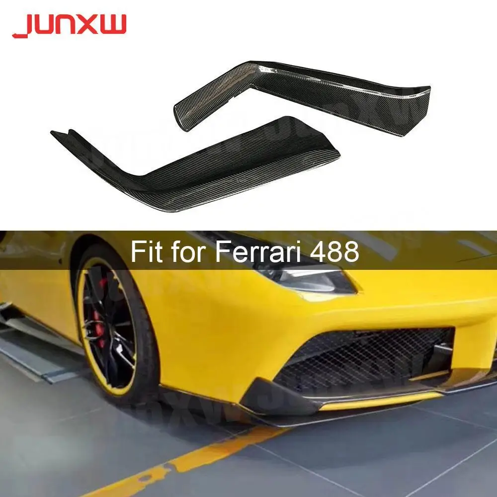 Dry Carbon Fiber Front Lip Splitters Aprons Case For Ferrari 488 GTB 2015-2018 Head Bumper Side Flap Cupwings Spoiler FRP