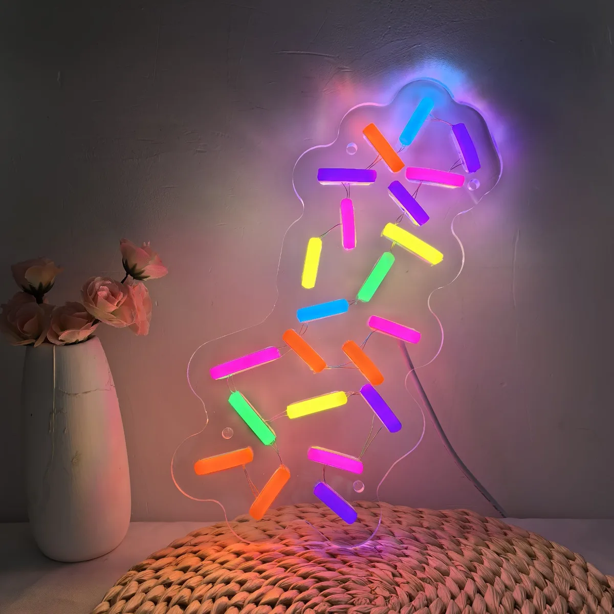 Rainbow Sprinkles LED Neon Sign For Wall Decor, Light Up Signs USB Powered Neon Lights Sign, For Bedroom Bar Wedding Party Decor