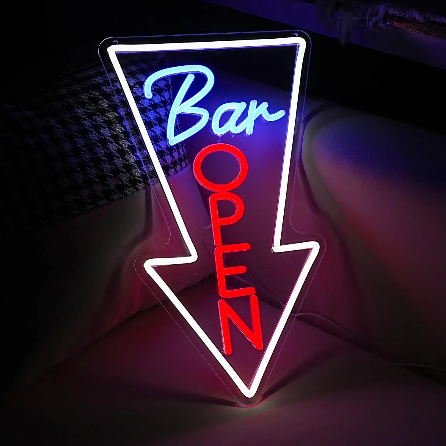 ป้ายไฟนีออนรูปลูกศรเปิดร้าน พร้อมพอร์ต USB ปรับความสว่างได้ ป้ายไฟลูกศรเปิดร้าน ตกแต่งผนังสำหรับบาร์ ปาร์ตี้ สวิตช์คลับ ร้านเบียร์
