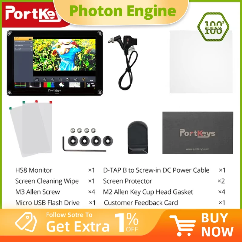 Portkeys HS8 8inch 3D LUT Output 3G-SDI/4K-HDMI 1100nit Camera Field Monitor Support SDI/ HDMI CONVERSION on Cameras