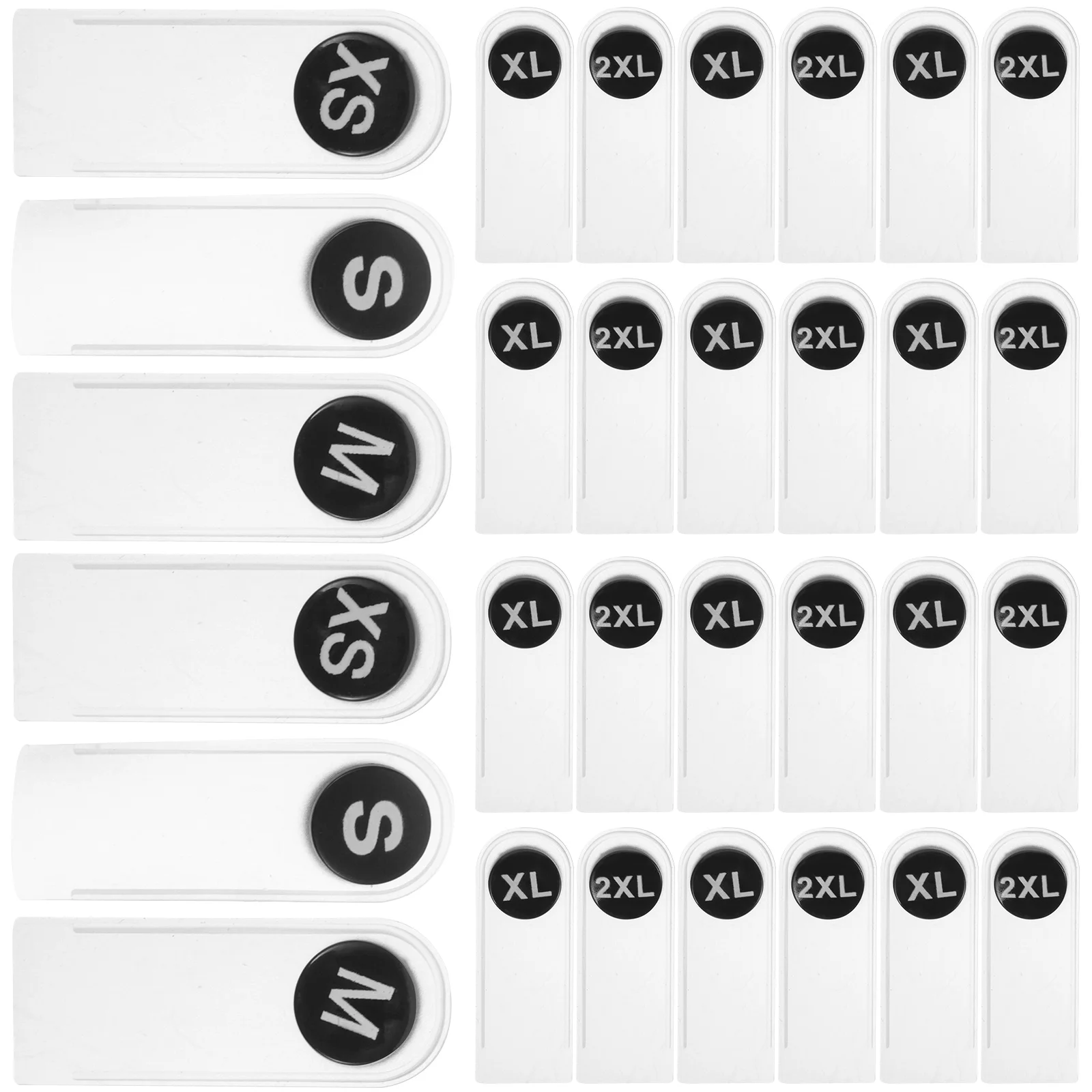

60pcs Clothing Size Labels Plastic Sizing Tags XS S M L XL 2XL Each 10 Round Washable Standard Accessories Garments