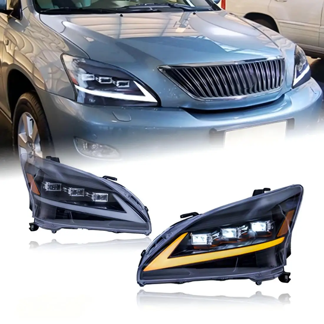 LED Headlights For Lexus RX 330 350 400h 2003-2008 Start up Animation  Sequential Turn Light