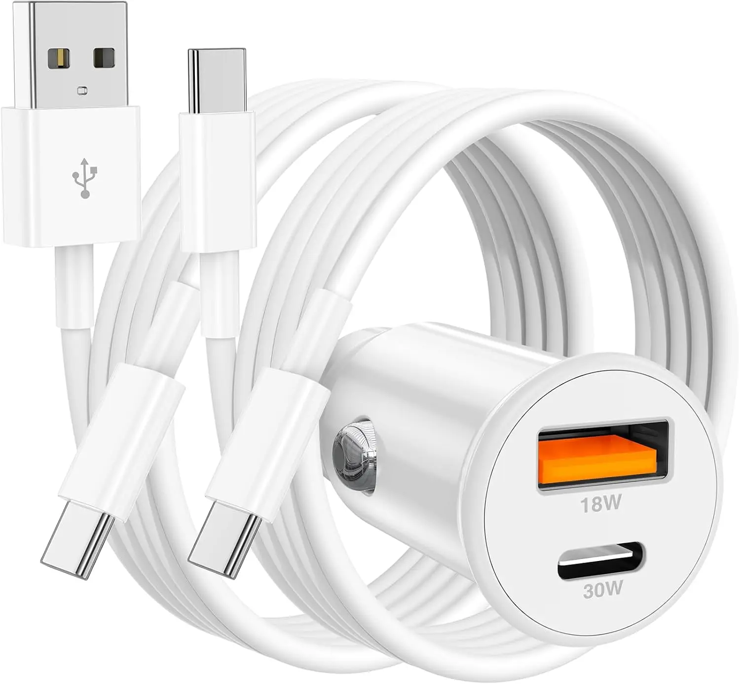 48W USB C Car Charger Dual Port Fast Charging Adapter with 2 Cables for iPhone 16 15 Pro Max Samsung iPad