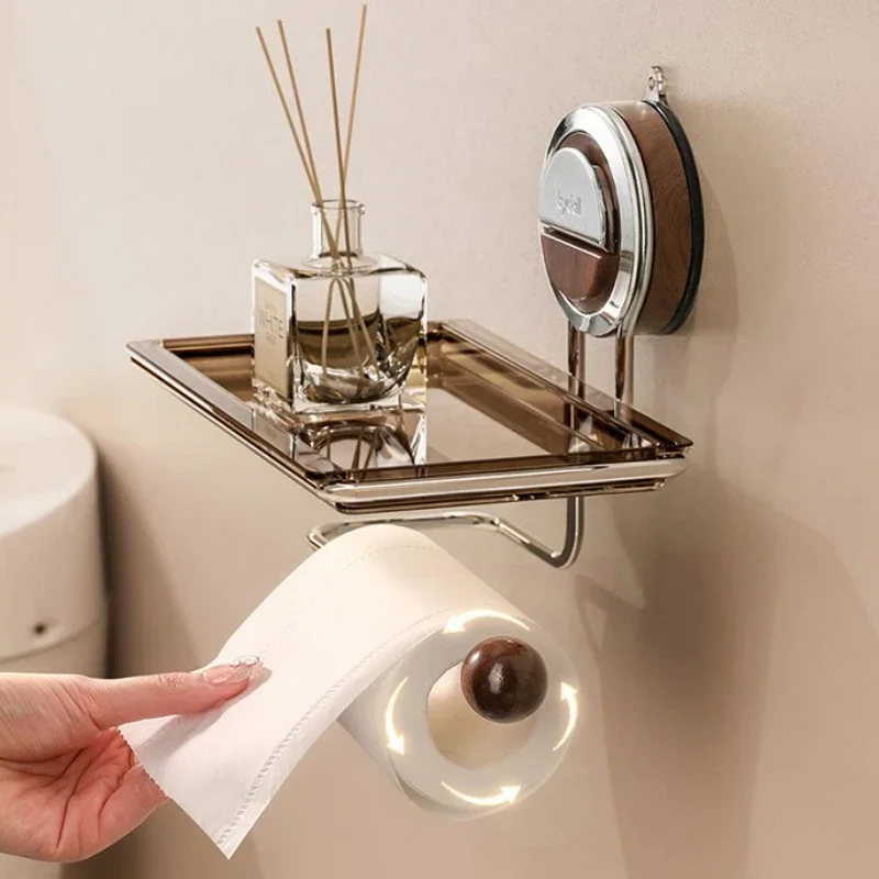 Metal Toilet Paper Holder Removable Waterproof Toilet Paper Rack Multifunctional Bathroom Wall Storage Shelf Toilet Supplies