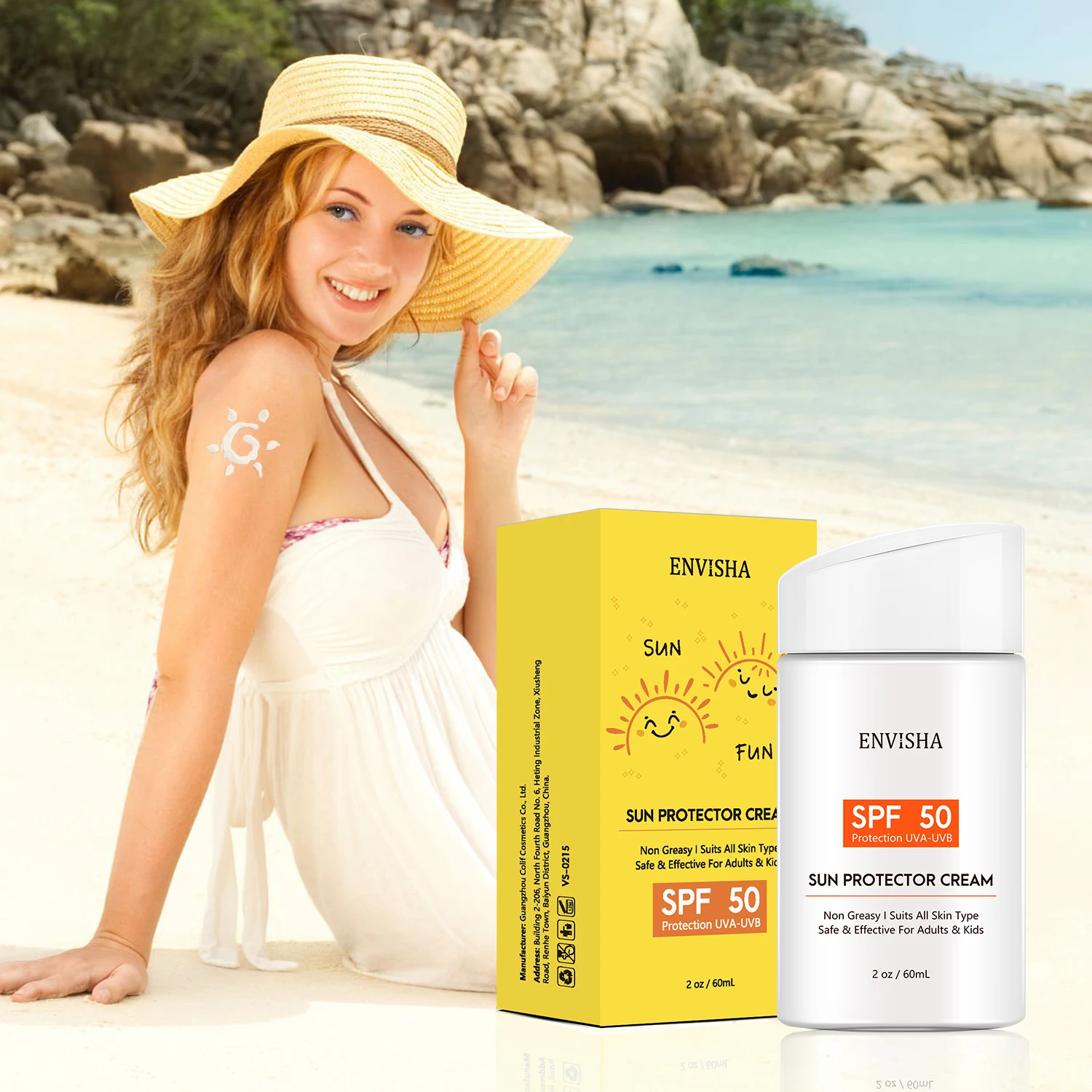 

ENVISHA Body Sunscreen Cream Skin Care Protector Facial Spf Isolation Lotion Sun Cream Facial Moisturizer Whitening Anti-UVA/UVB