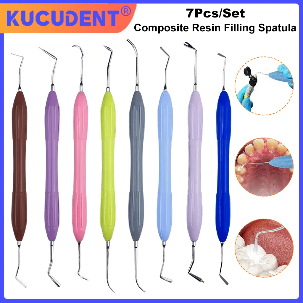 7pcs/set Dental Composite Resin Filling Set Spatula Aesthetic Restoration Set Resin Filler Kit Dentist Restoration Spatula Tool