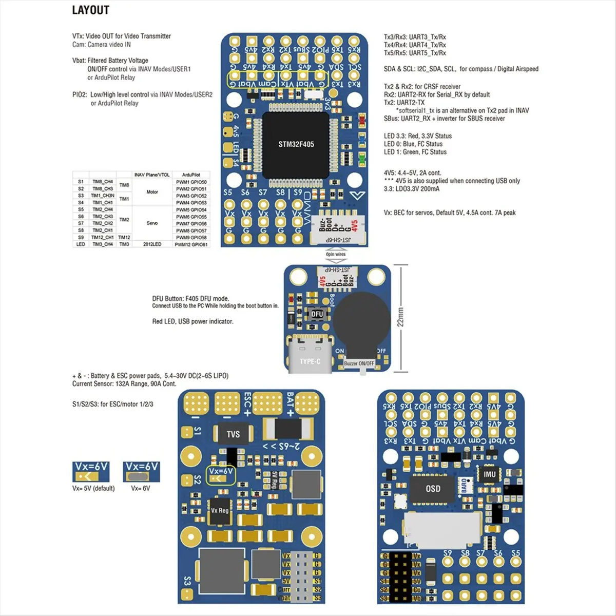 ■★New Arrival Fashion  For F405 Flight Controller F405-WMO OSD AT7456E NAV/ Firmware for RC Airplane Parts