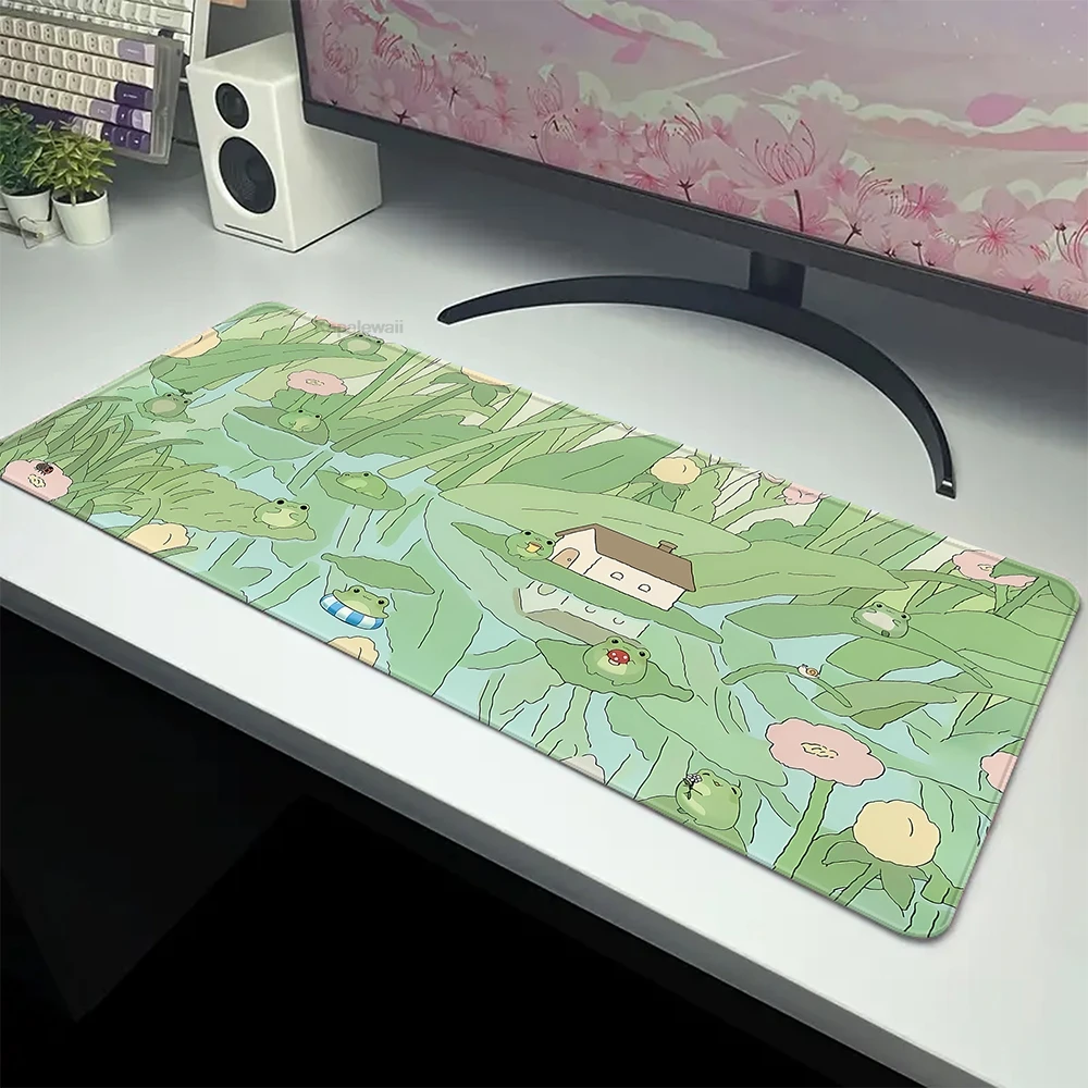 Bonito dos desenhos animados gato mouse pad planta verde mousepad computador teclado tapete de borracha antiderrapante almofadas presente perfeito para namorada mulher xl