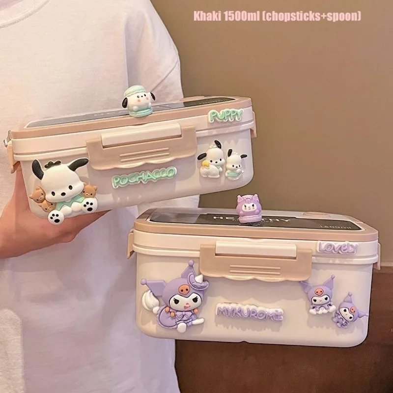 

Sanrio Kuromi Cinnamoroll Bento Box Pachacco Cartoon Large Capacity Portable Lunch Box Suitable for Students To School and Work