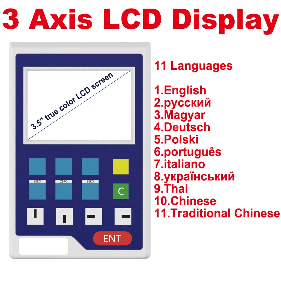 Minitorno LCD DRO YH800-3A juego de 11 idiomas pantalla de lectura Digital envío rápido