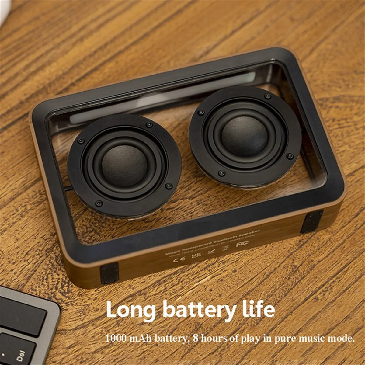 

Retro Bluetooth Speaker Transprent TWS Connection Stereo Bluetooth Soundbar Wireless MP3 Music Player with Night Light B