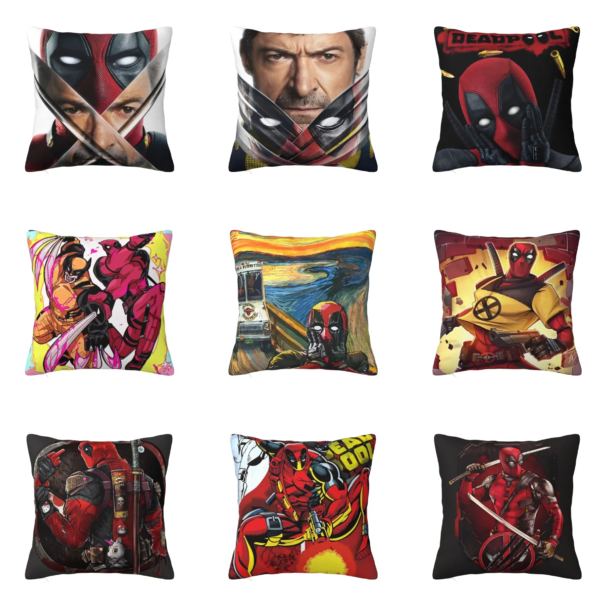 Deadpool & Wolverine Pillow Cover Fantasy Comic Morden Pillow Case For Sofa Car Home Decor Cushion Cover Square Pillowcases Gift