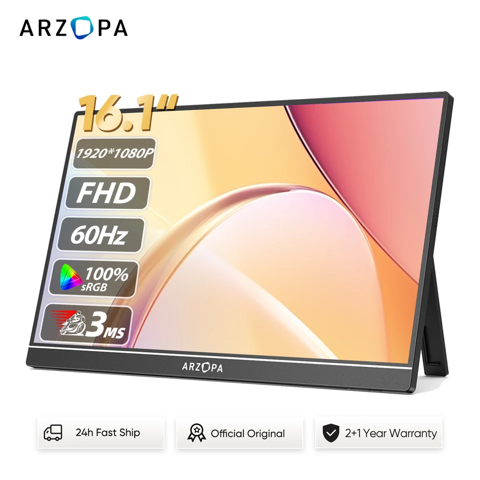 ARZOPA 16.1 inch 100% sRGB 1080P FHD Portable Monitor Z1C