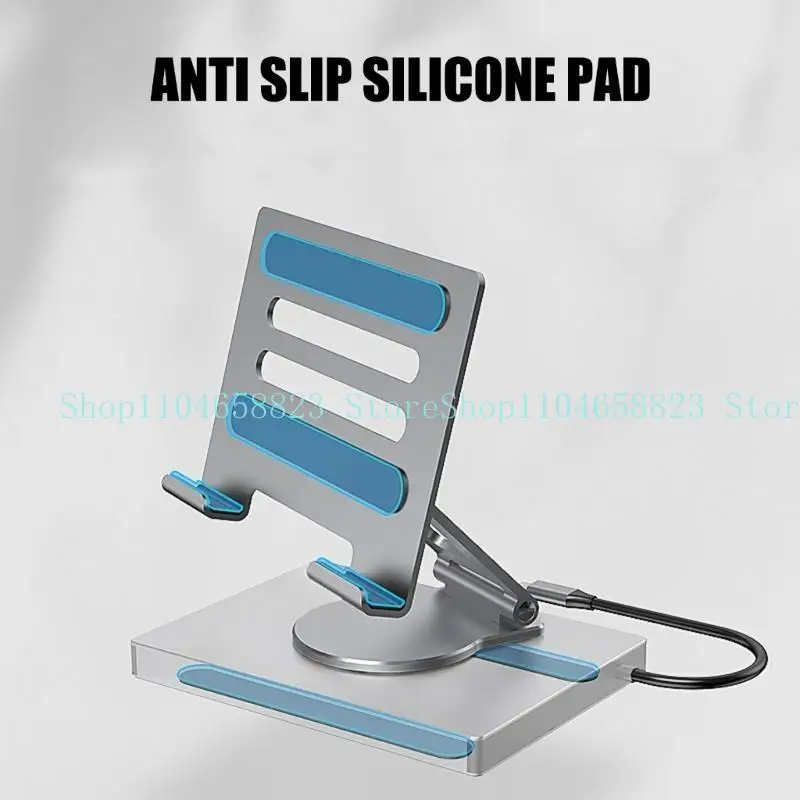 

652F USB C Hub Stand 8/9 in 1 Adapter Docking Station Foldable with 4K 60Hz RJ45 Gigabit Ethernet Card Reader USB3.0 3.5mm