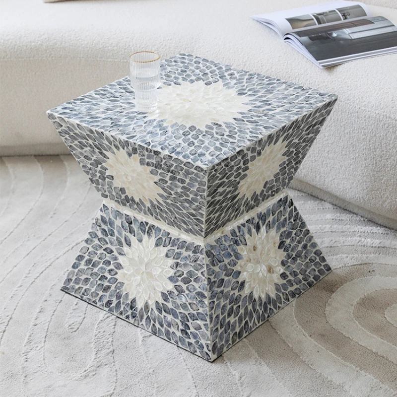 

Imported Quiet Wind Shell Side Table Household Living Room Tea Table Luxury Sense Sofa Corner Table Balcony Square Side Table