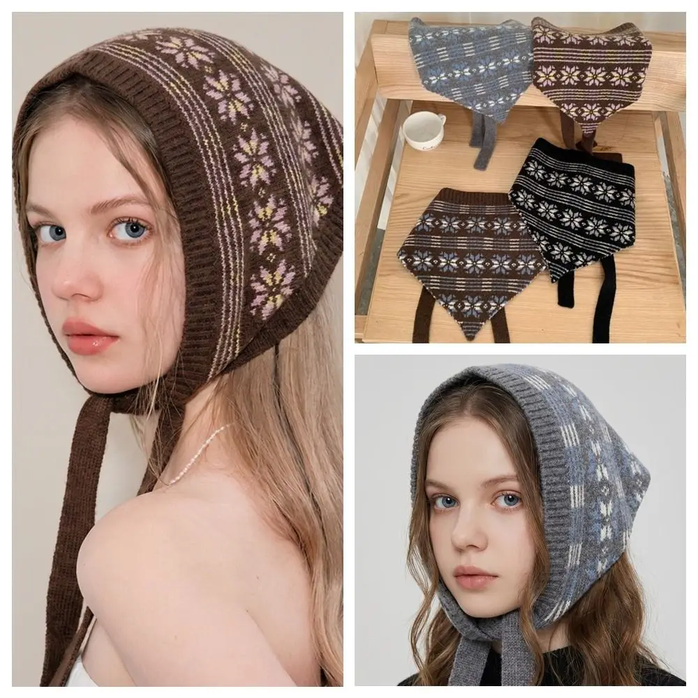 lenco-de-cabeca-de-la-jacquard-estilo-retro-y2k-xale-triangular-com-padrao-de-floco-de-neve-faixa-de-cabelo-boemia-chapeu-com-protecao-para-as-orelhas-lenco-para-a-cintura