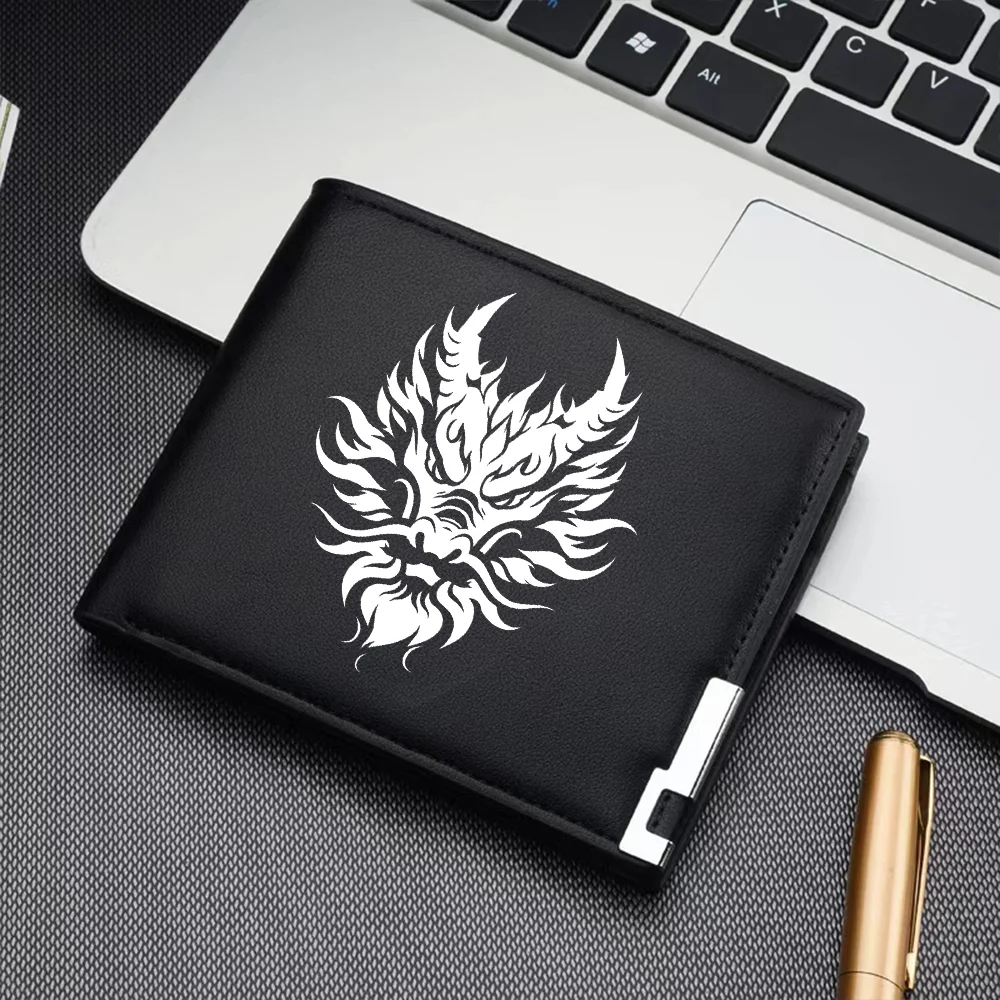 

Новый мужской кошелек с металлическим краем и несколькими отделениями для карт с рисунком