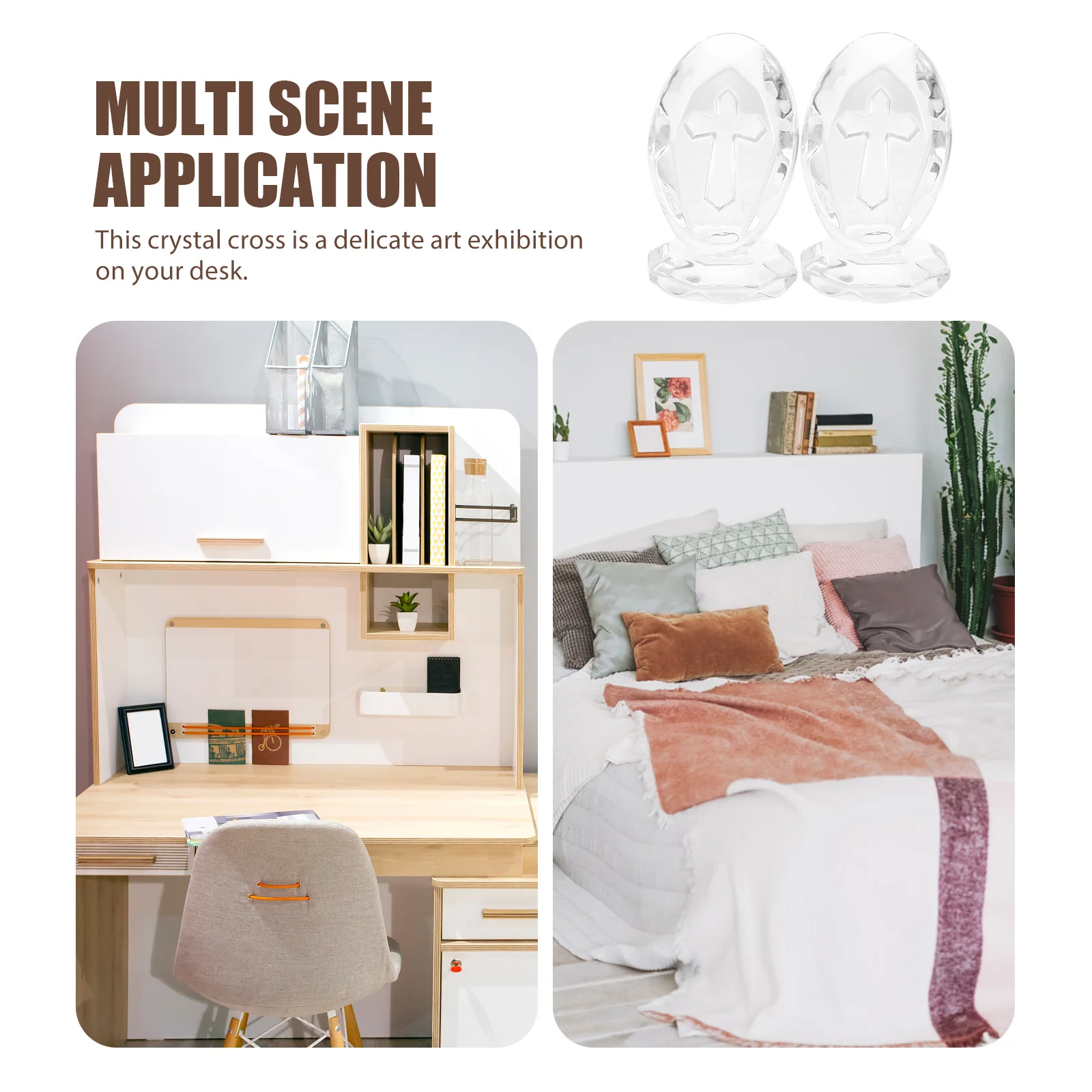 

2Pcs Crystal Cross Decorative Figurines Delicate Design Creative Desktop Sculpture Home Office Table Decoration Art