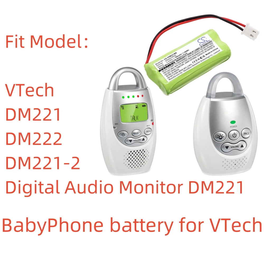 

Ni-MH battery for VTech BabyPhone,2.4V,700mAh,Digital Audio Monitor DM221 DM222,43AAA70PS2