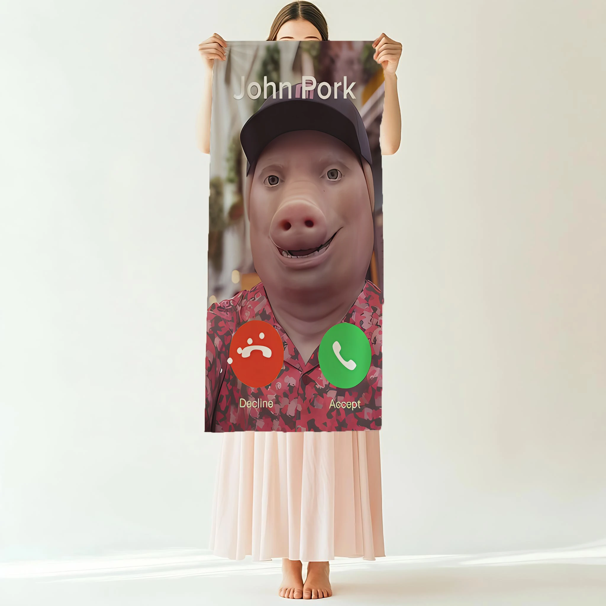 John Pork Is Calling 3D Soft Towel Flannel Printed Towel Quick-drying Double-sided Velvet Absorbent Towel Bath Wash Face Towel