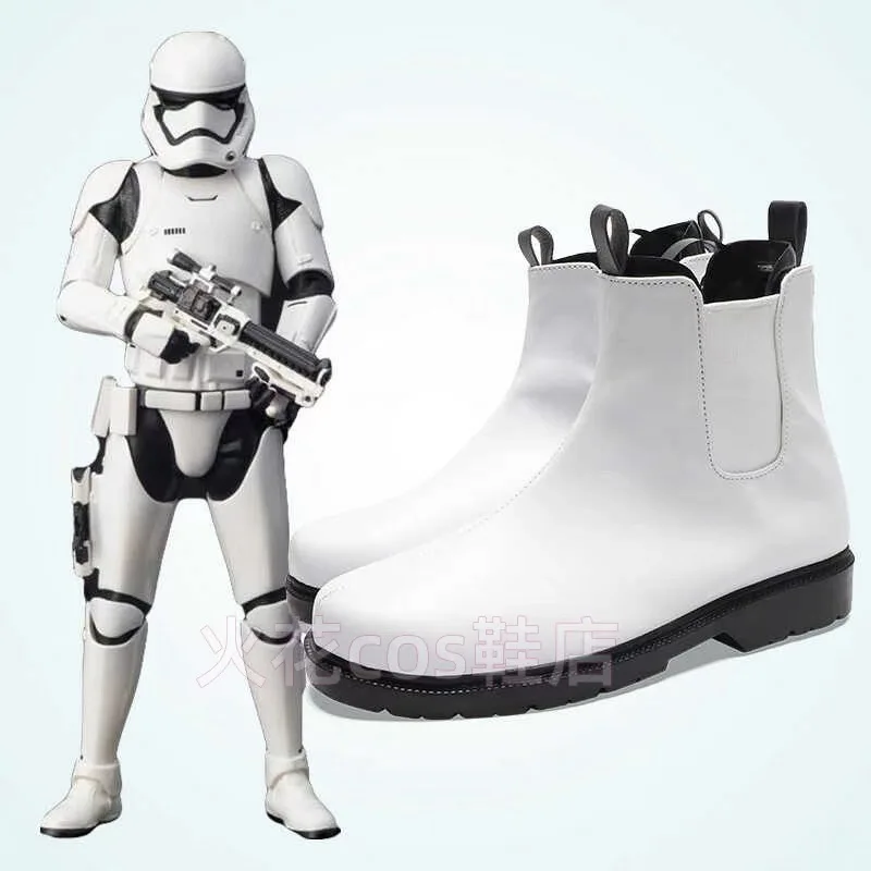 

White Soldier Stormtrooper Boots Movie Awakens Shoes Custom Made Star Cosplay Halloween Costume Accessories