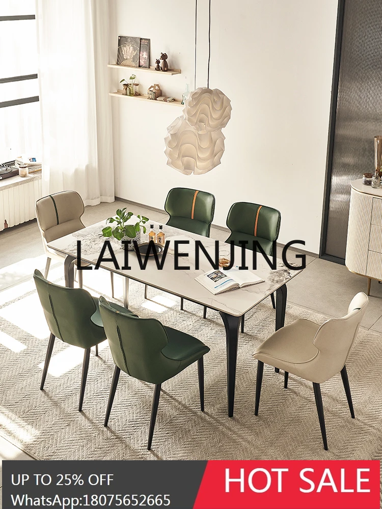 Picture 5: LYY  Stone Plate Dining Tables and Chairs Set Small Apartment Rectangular Bright Pure White Dining Table