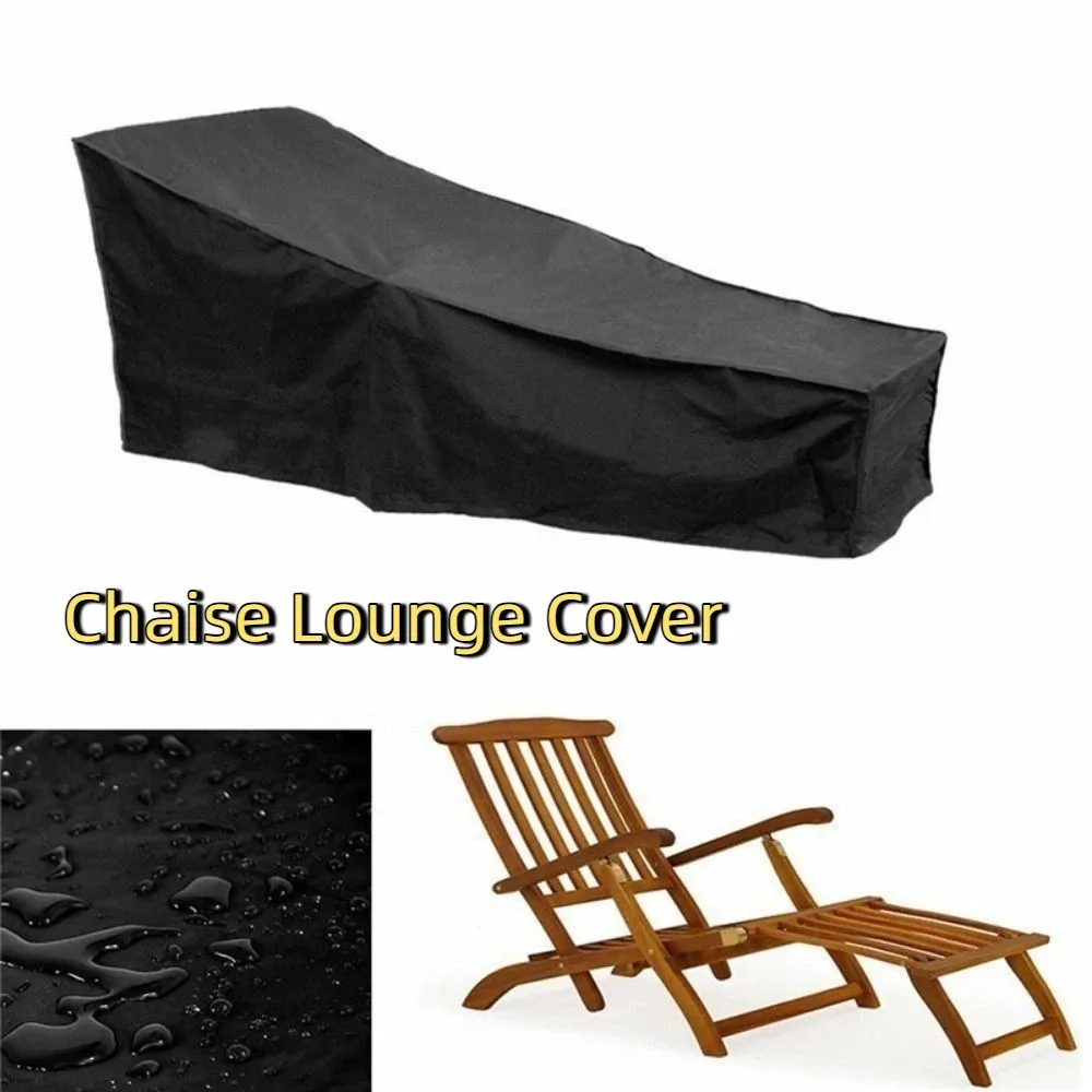 Oxford Cloth Chaise Lounge Cover UV Resistant Waterproof Beach Chair Cover Windproof Wear Resistant Lounge Chair Cover Poolside