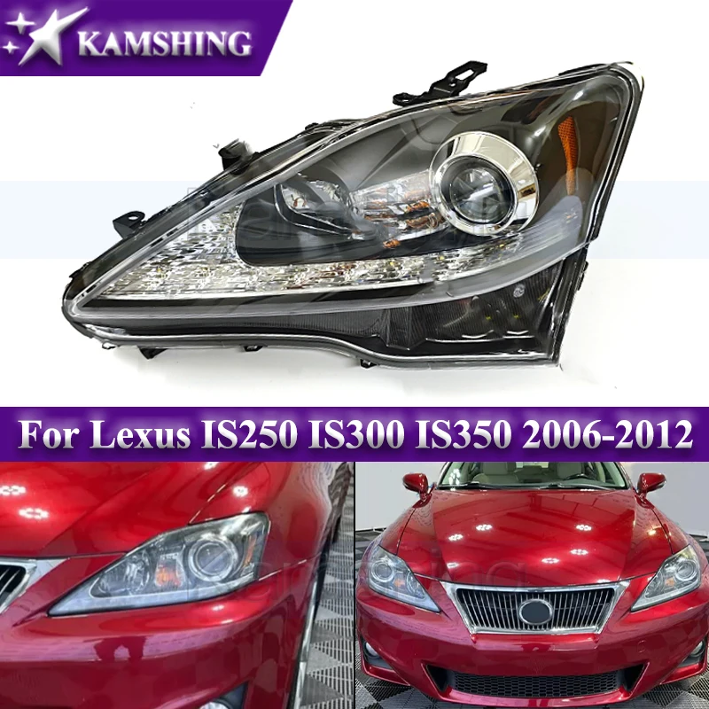 Kamshing Front Bumper Headlight For Lexus IS250 IS300 IS350 2006-2012 Modified LED Head Light Headlamp Head Lamp Black