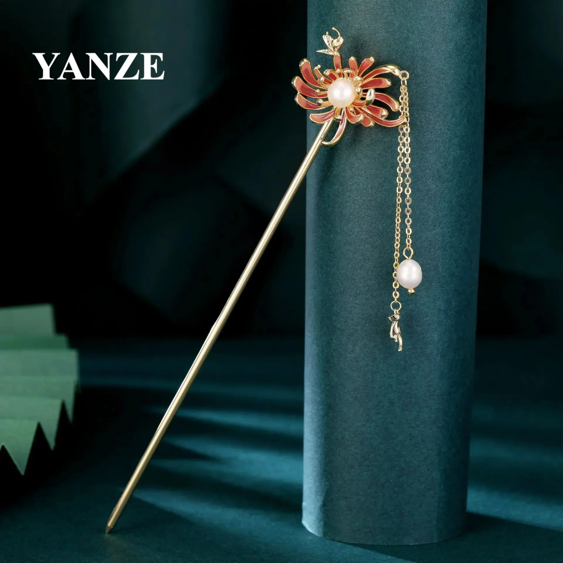 New Fashion Women's Luxury Ancient Style Hairpin With A Simulated Pearl Tassel Headwear Hairpin