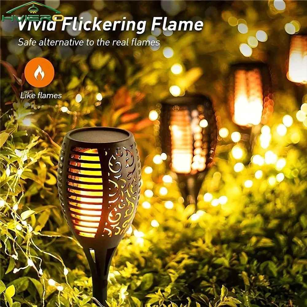 

1/2/4/6/8/10/12X Solar Flame Torch Lights 12LED Flickering Waterproof Garden Decoration Outdoor Lawn Path Yard Patio Floor Lamp