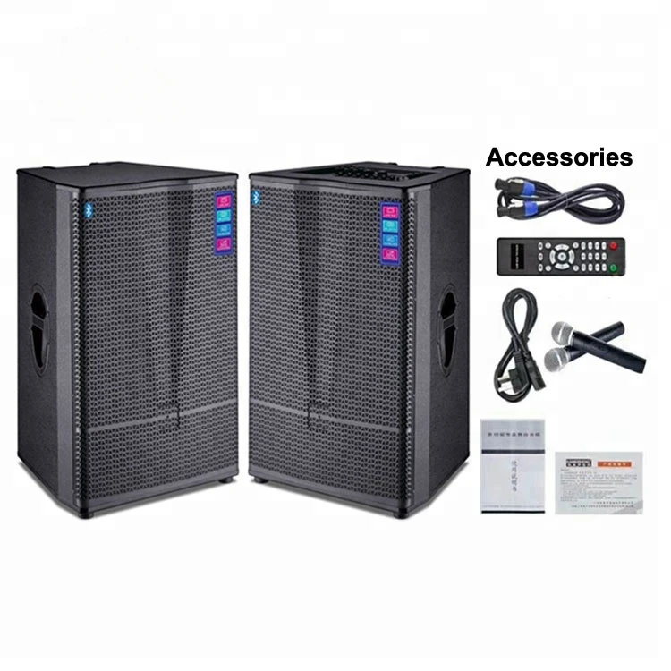 2021 New Arrival OEM Blue Tooth Pair Speakers Support USB/ SD Card /Bluetouch 15inch 2.0 Active Pair Speaker for The Stage