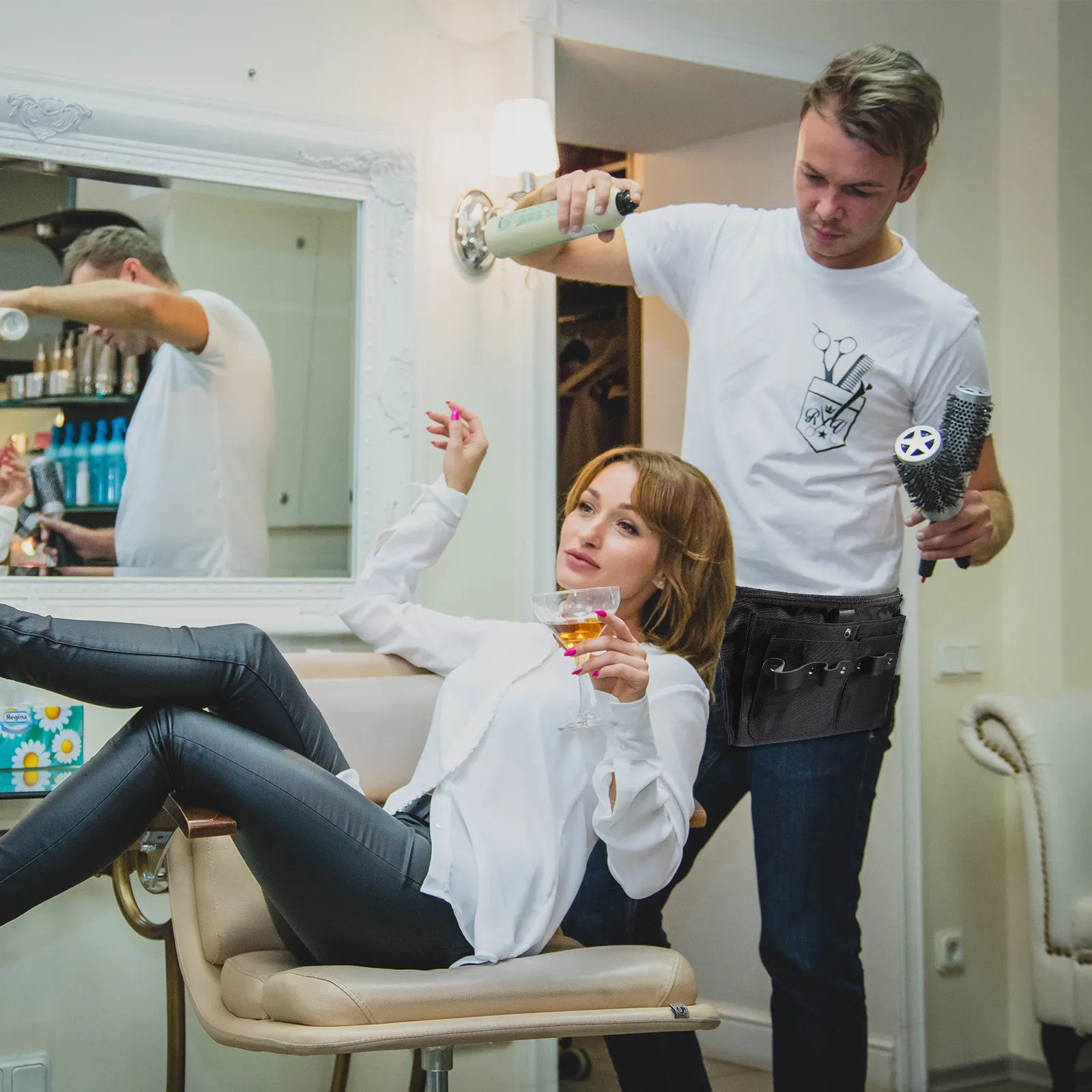 

Сумка-поясница для парикмахерских ножниц из нейлоновой ткани с несколькими карманами, компактный чехол для инструментов для стрижки волос